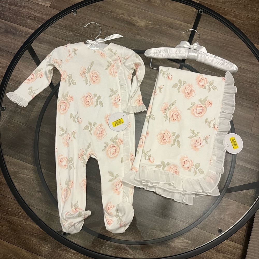 Edgehill Collection Floral Kids Matching Set - Pink and Cream